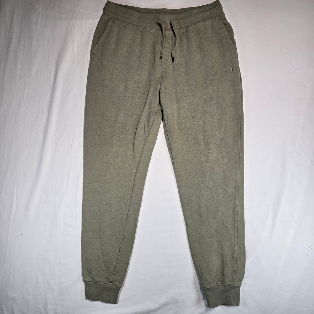 Hurley Mens Fleece Jogger Pants Olive Green Heather Drawstring HMS25-18145 L